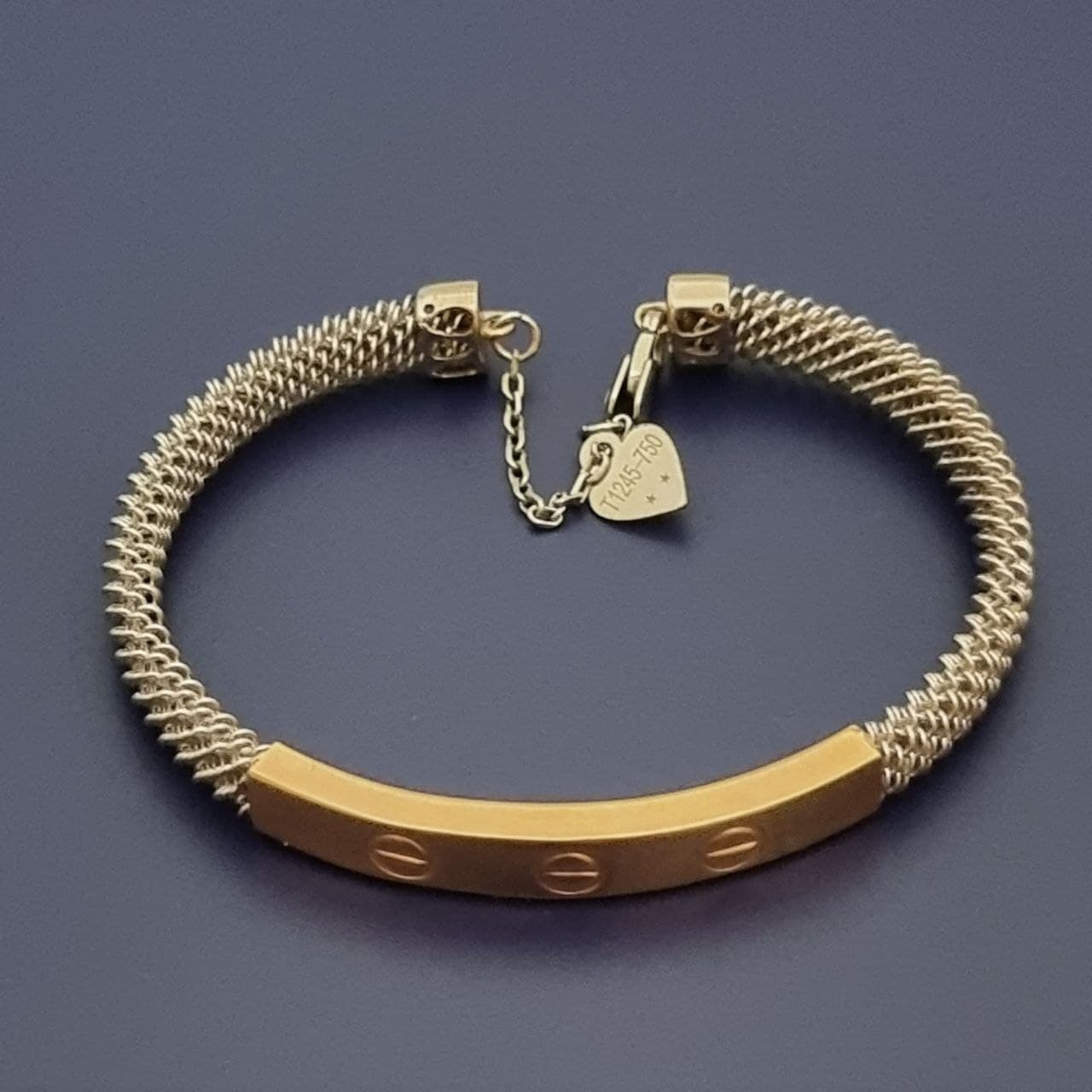 دستبند طلا 18 عیار زنانه گالری یارطلا مدل لاو کد DKT-RZ-W