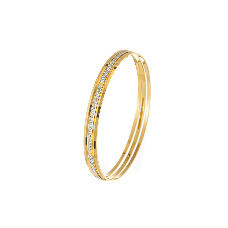 النگو طلا 18 عیار زنانه مدل DGBA1-17d طرح مفتولی و تراش مجموعه 3 عددی