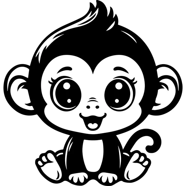 استیکر پارچه و لباس پاد آفرین طرح میمون بامزه کد 1257