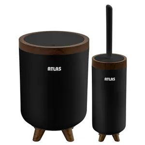 ست سطل و فرچه اطلس مدل سلین طرح چوب