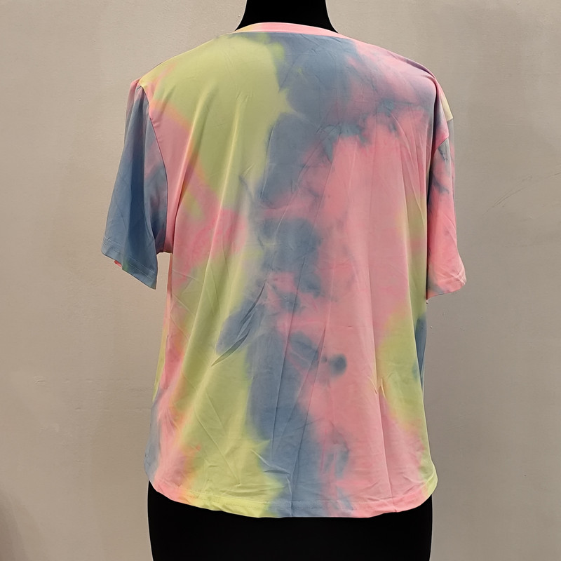 بلوز آستین کوتاه زنانه شین مدل آبرنگی ابر و بادی