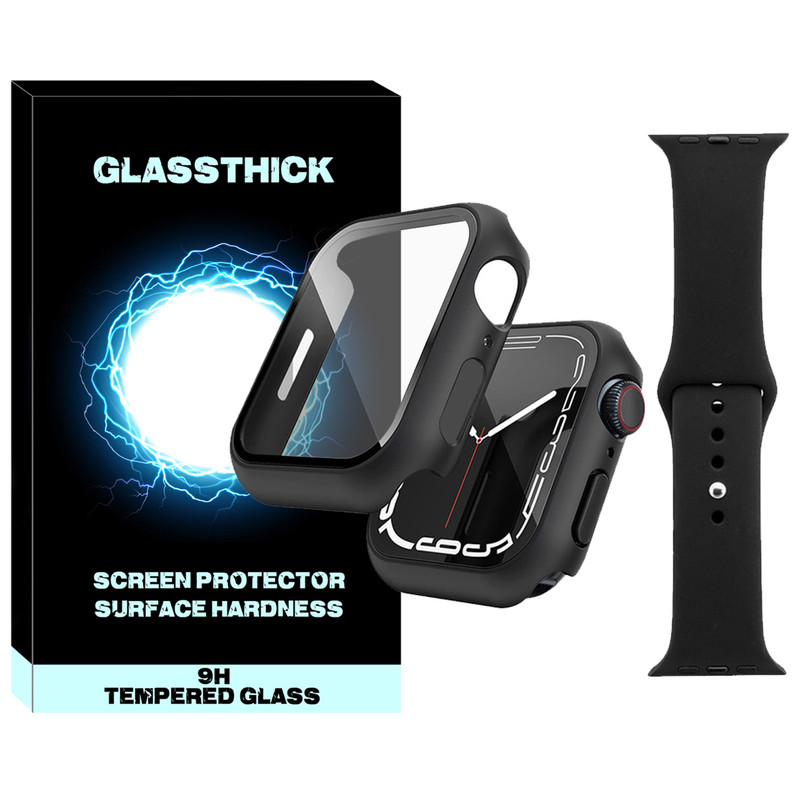 بند گلستیک مدل Sic مناسب برای اپل واچ Series 8 Aluminum 45mm / Series 7 Aluminum 45mm میلی متر به همراه کاور