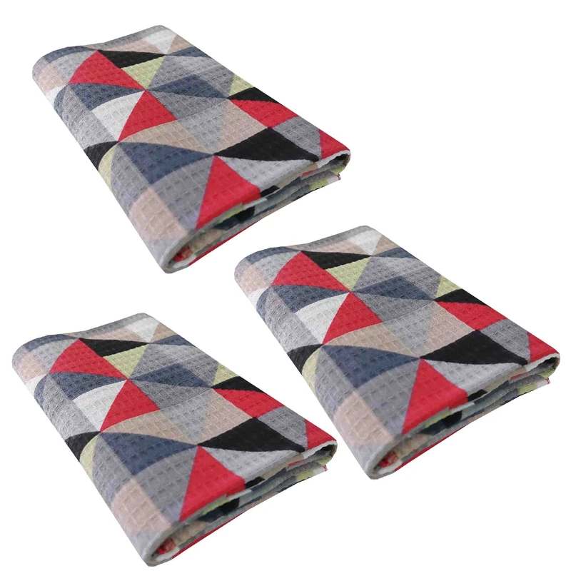 دستمال نظافت خانه و آشپزخانه پنبه‌، نخ مدل سه بعدی بسته 3 عددی