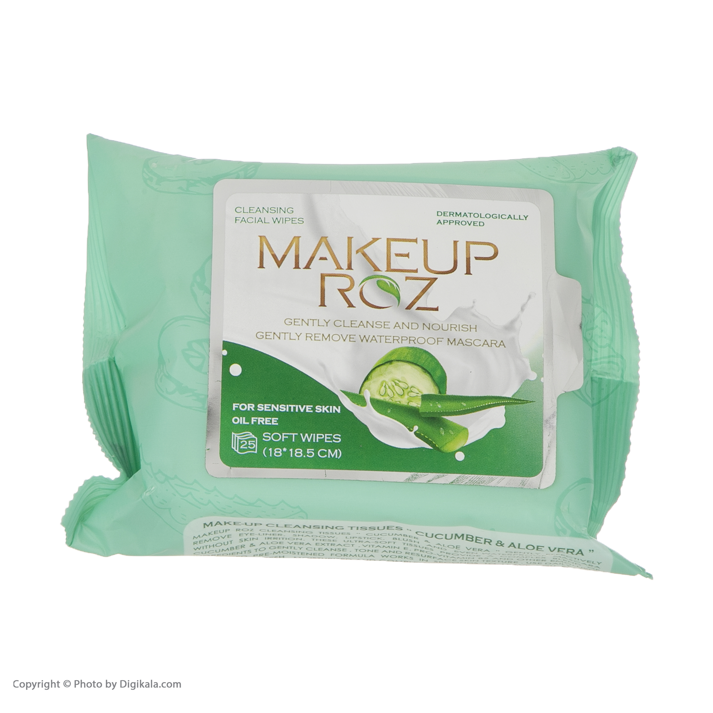 دستمال مرطوب میکاپ رز مدل Fac بسته 25 عددی