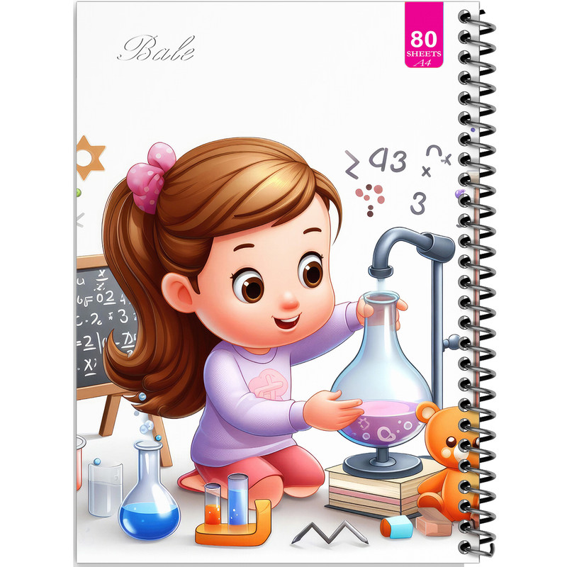 دفتر نقاشی 80 برگ بله مدل رحلی طرح فانتزی دخترانه شیمی دان کد A4-M493