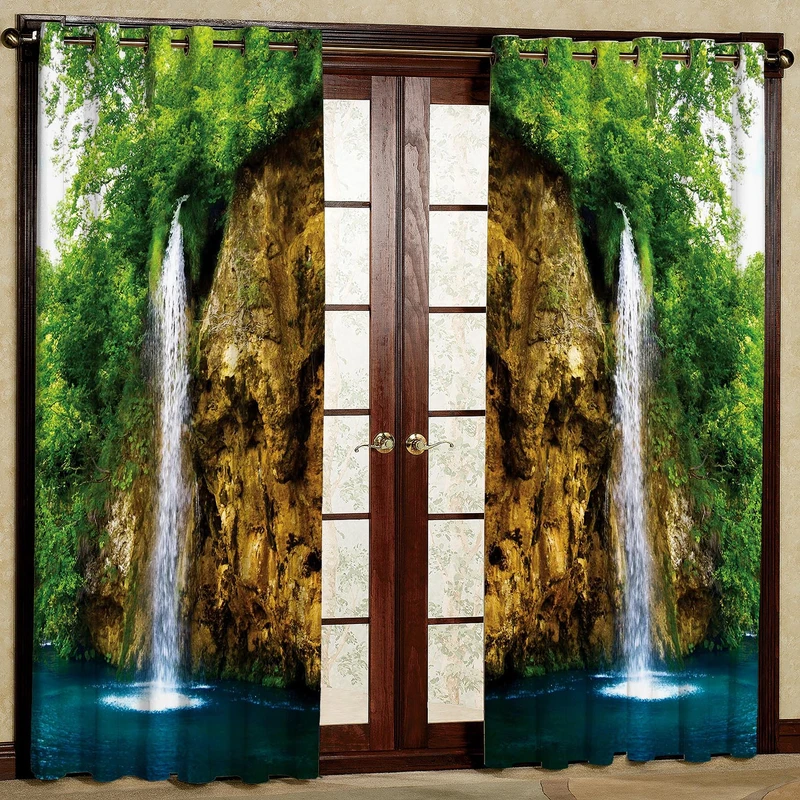 پرده طرح جنگل مدل مخمل پانچی کد 1208-09 W سایز 140x200 سانتی متر