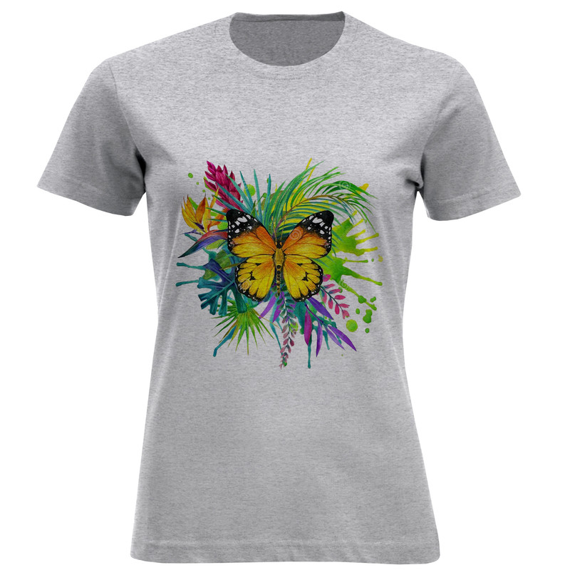 تی شرت آستین کوتاه زنانه مدل پروانه D716