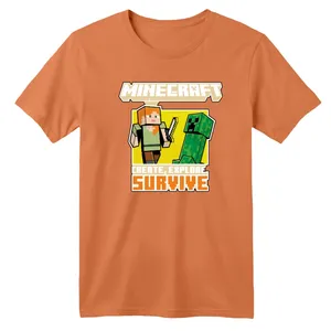 تی شرت آستین کوتاه بچگانه مدل ماینکرفت کد 04 رنگ گلبهی