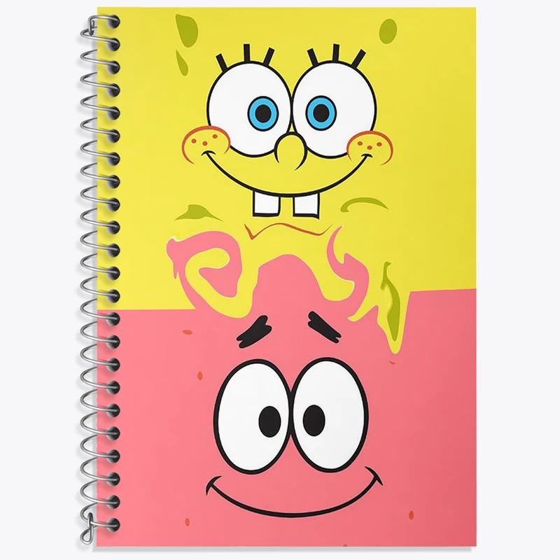 دفتر زبان 50 برگ خندالو مدل سه خط طرح باب اسفنجی و پاتریک کد N1752