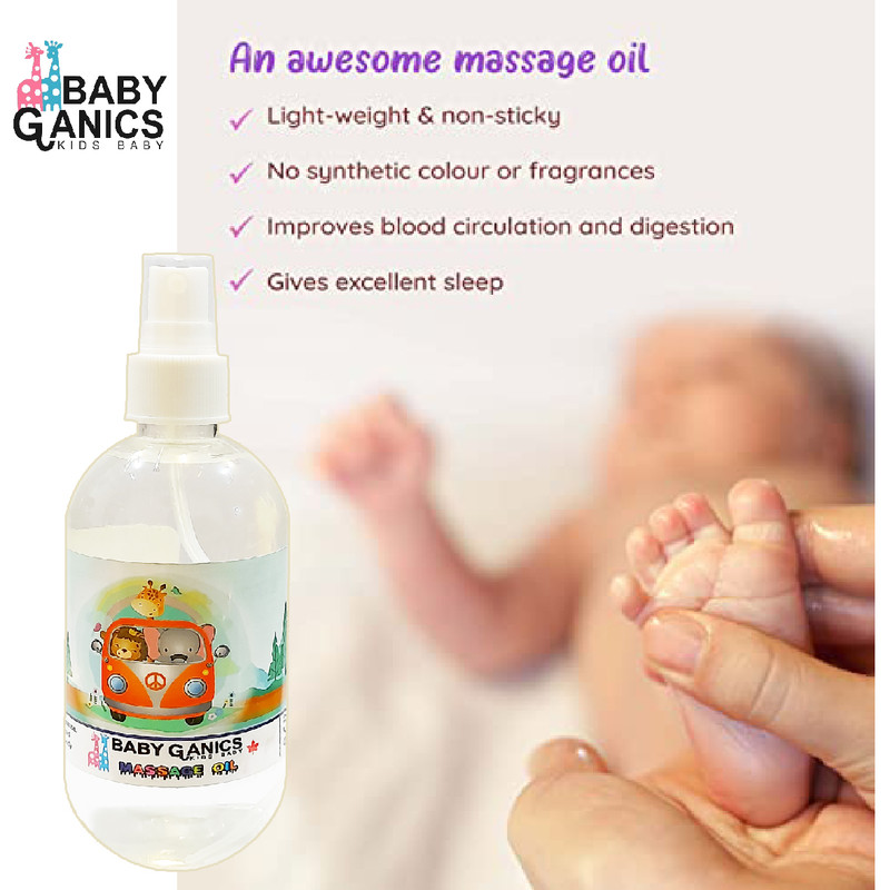 اسپری روغن بچه بیبی گانیکس مئل ویتامین E حجم 200 میلی لیتر