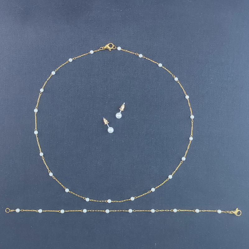 ست زنانه مدل زنجیر مرواریدی ظریف کد VGSN006