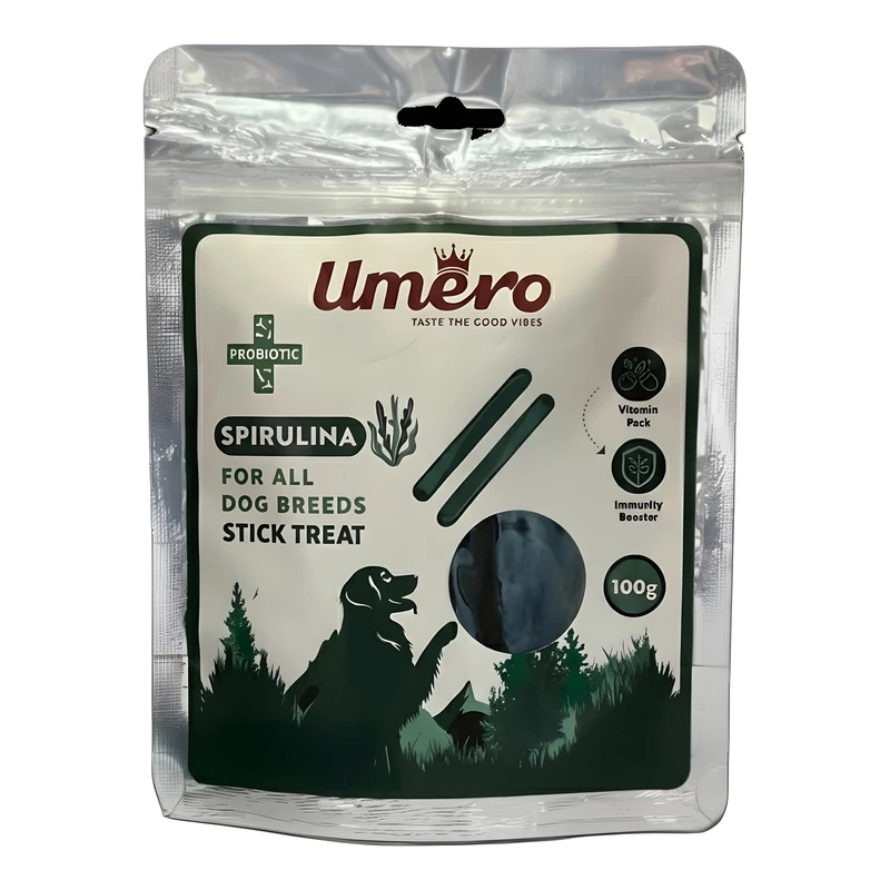 تشویقی سگ اومرو مدل مدادی طعم اسپیرولینا وزن 100 گرم