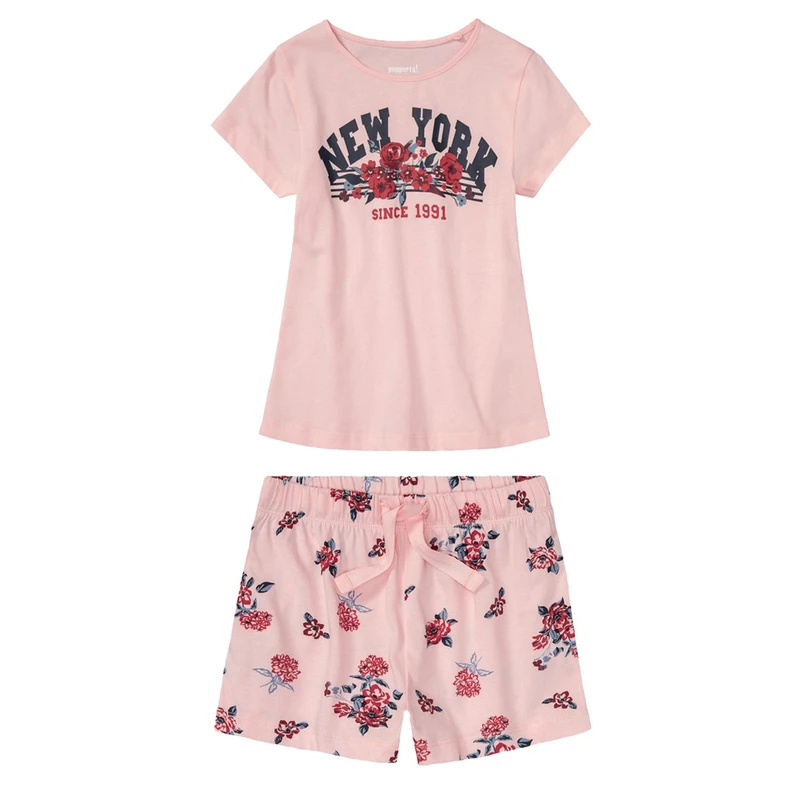 ست تی شرت و شلوارک دخترانه پیپرتس مدل NewYorkRose