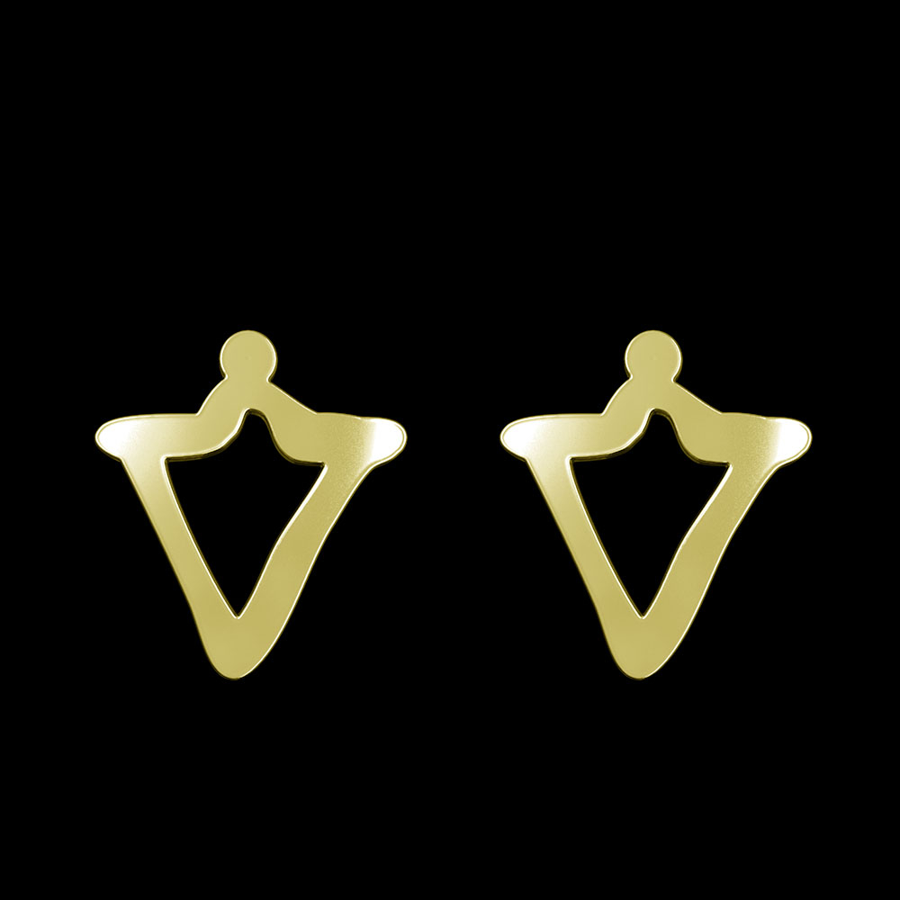 گوشواره طلا 18 عیار زنانه مدوپد مدل هندسی کد GA1-16152