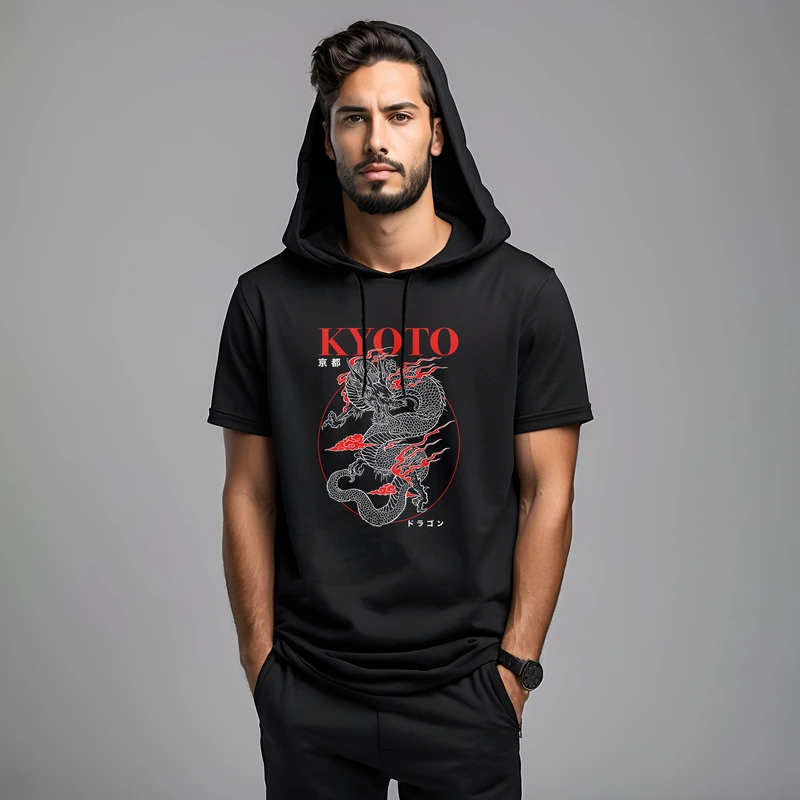 تی شرت کلاه دار آستین کوتاه مردانه مدل 14020824a