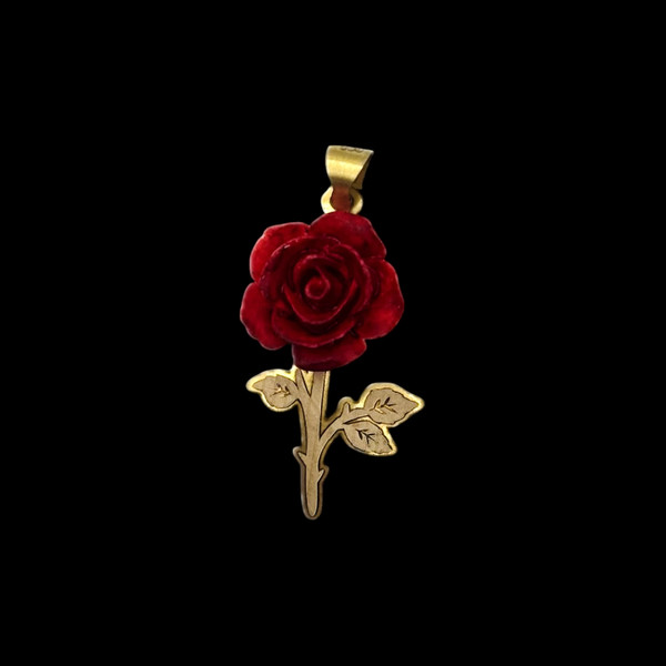 آویز گردنبند طلا 18 عیار زنانه وی وی گلد گالری مدل گل رز کد 1020