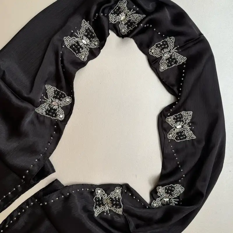 شال زنانه مدل جواهر دوزی طرح پروانه