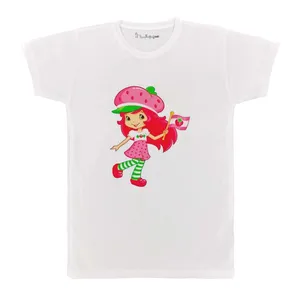 تی شرت بچگانه پرمانه طرح دختر توت فرنگی کد pmt.5143