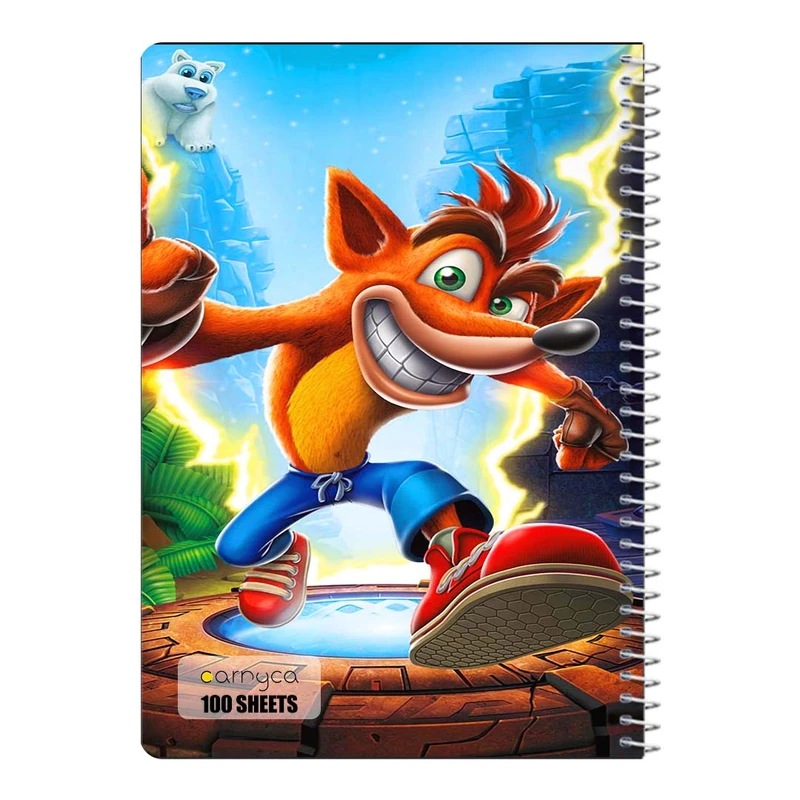 دفتر مشق 100 برگ سیمی کارنیکا طرح کرش بندیکوت Crash Bandicoot کد 41606
