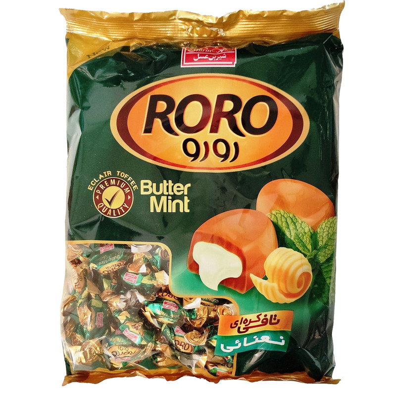 قیمت و خرید تافی کره ای با مغزی نعنا رورو شیرین عسل - 800 گرم