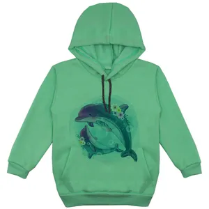 هودی دخترانه مدل دلفین ها F112 رنگ سبز