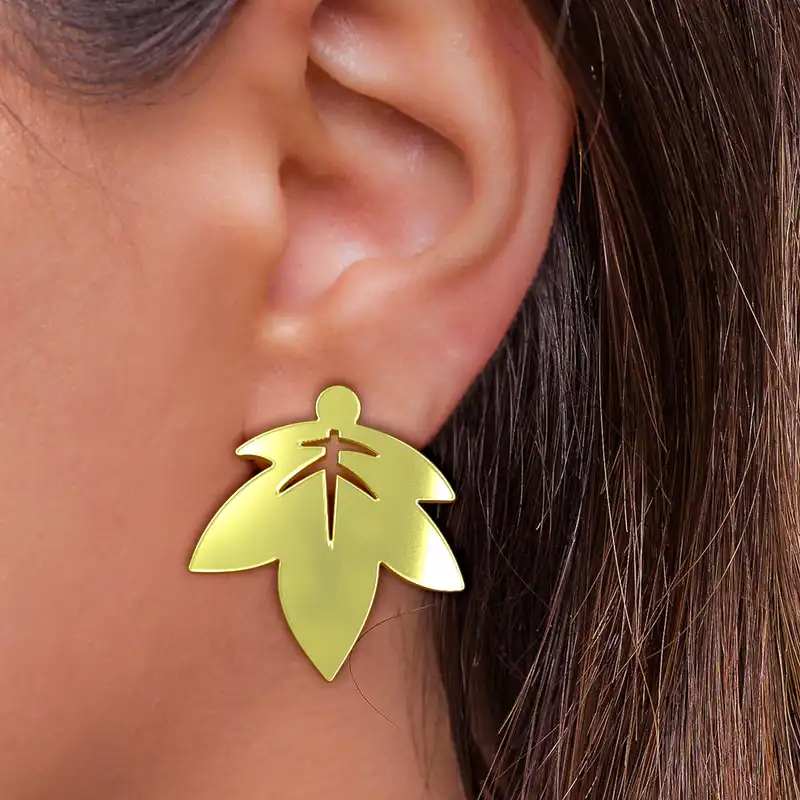 گوشواره طلا 18 عیار زنانه مدوپد مدل برگ کد GA1-14965