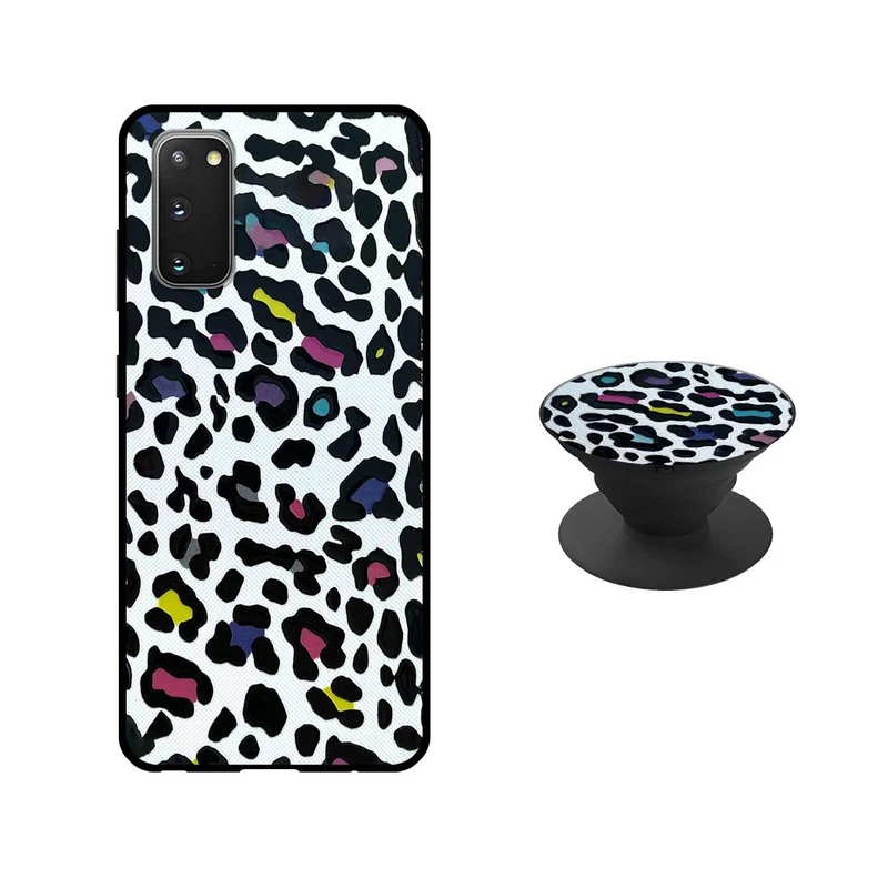 کاور دکین مدل Rikki طرح Leopard - C مناسب برای گوشی موبایل سامسونگ Galaxy S20 به همراه پاپ سوکت 