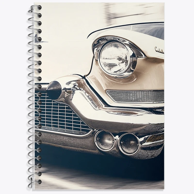 دفتر زبان 50 برگ خندالو مدل دو خط طرح ماشین کلاسیک کد F47