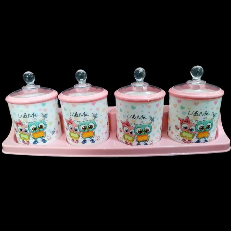 ست جای ادویه 5 پارچه طرح پرنده