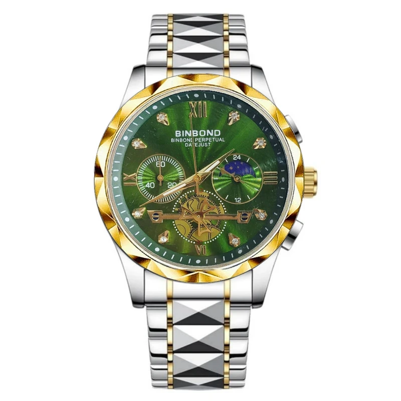 ساعت مچی عقربه‌ای کوارتز مردانه بین باند مدل سه موتور فعال کورنوگراف نگینی کد 006