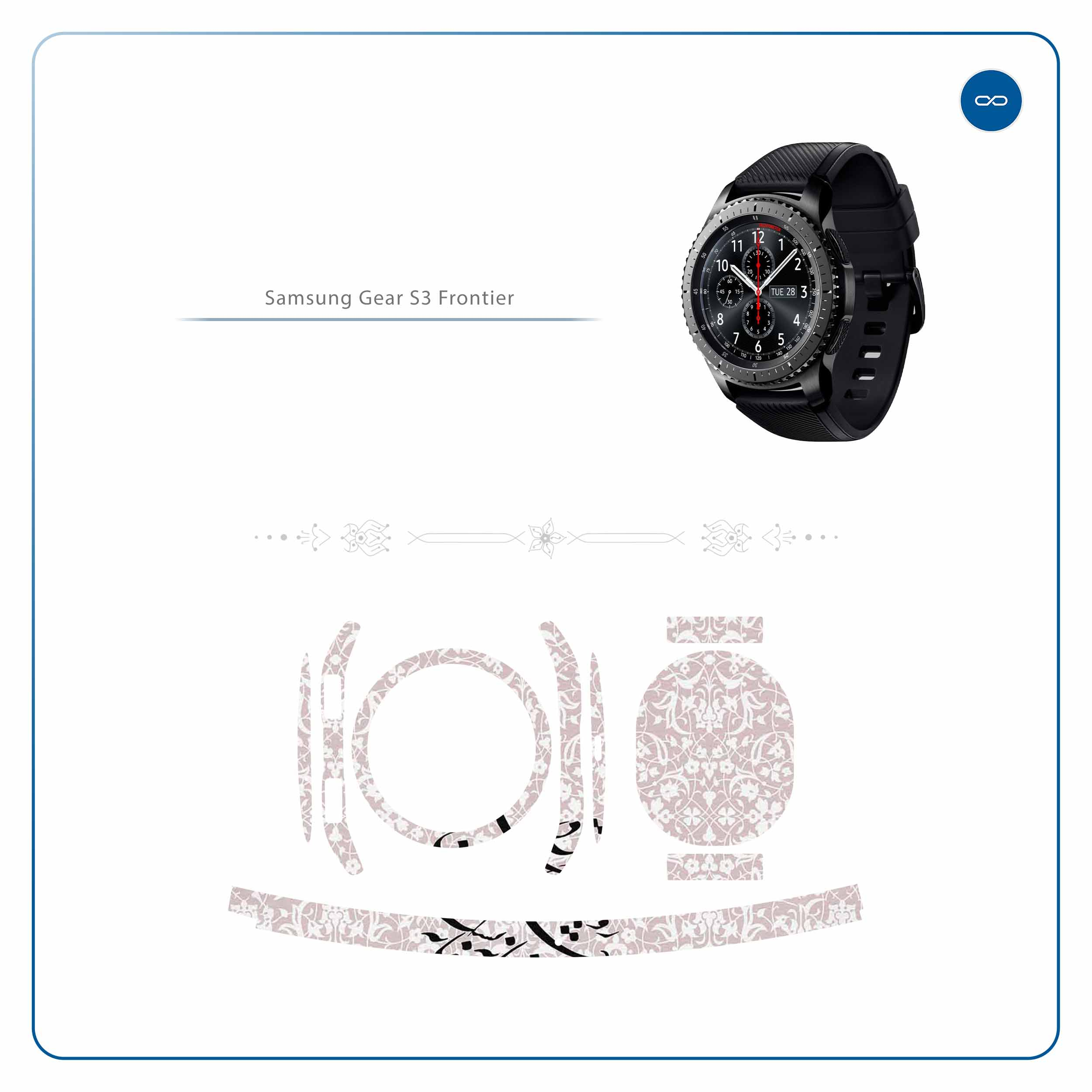 برچسب ماهوت طرح Nastaliq-2 مناسب برای ساعت هوشمند سامسونگ Galaxy Gear S3 Frontier