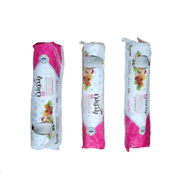 کیسه فریزر پنگوئن کد f5 رول 250 عددی بسته 3 عددی