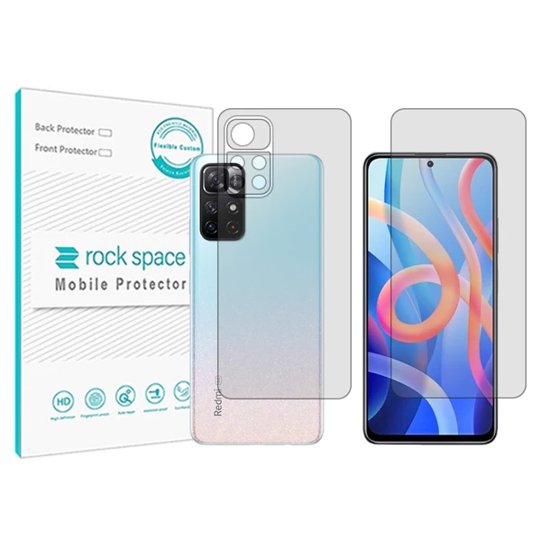 محافظ صفحه نمایش شفاف راک اسپیس مدل HyGEL  مناسب برای گوشی موبایل شیائومی Redmi 11s 5G   به همراه محافظ پشت گوشی