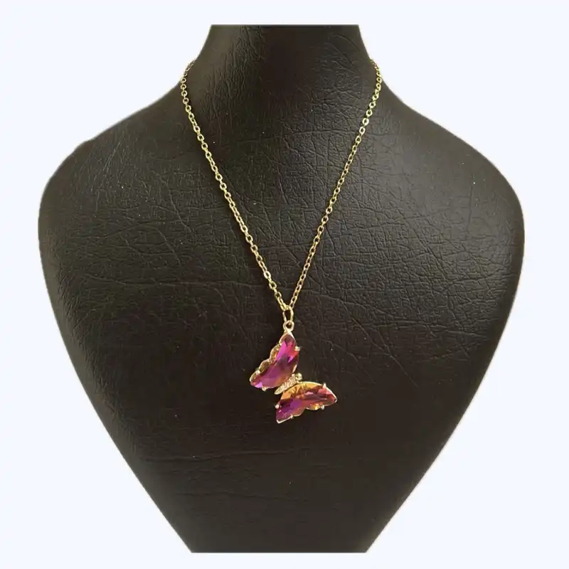 گردنبند زنانه مدل پروانه کریستالی 302