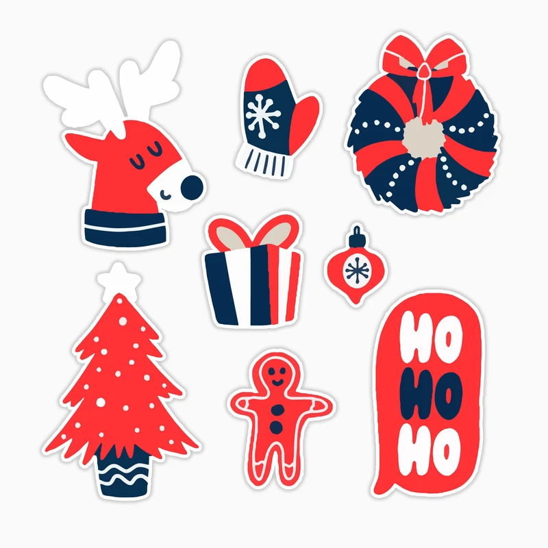 استیکر لپ تاپ و موبایل بووم طرح سال نو کد MR162 مجموعه 8 عددی