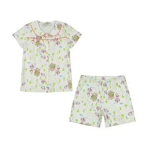 ست شومیز و شلوارک دخترانه ال سی وایکیکی مدل W187093Z4-LRA-ECRUPRINTED