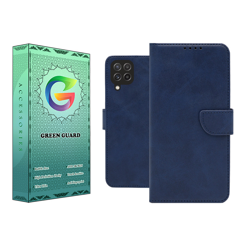 کیف کلاسوری گرین گارد مدل چرمی مگنتی کد Blue-B01 مناسب برای گوشی موبایل سامسونگ Galaxy A12 / M12 / F12