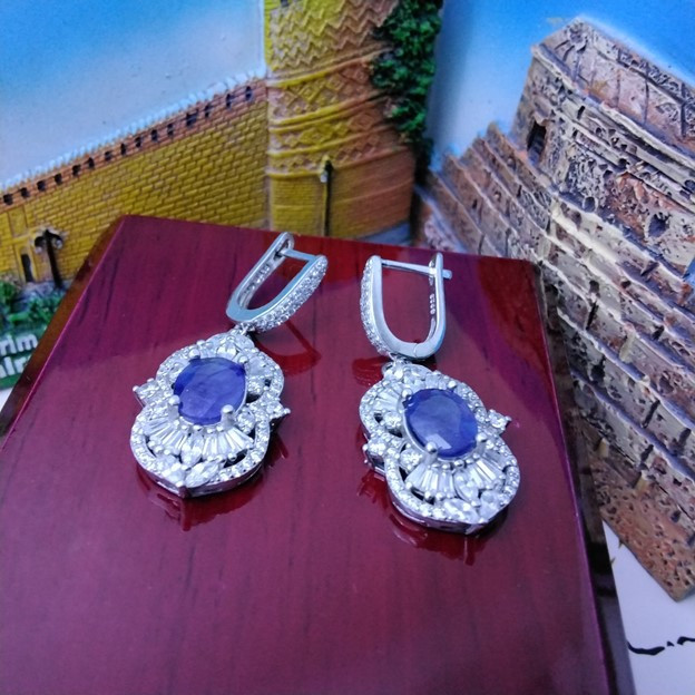 گوشواره نقره زنانه مدل کبود glsr-2263