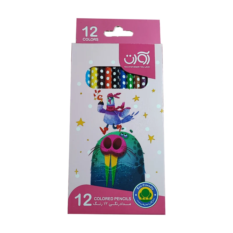 مداد رنگی 12 رنگ آوات کد 3916 طرح مرغ دریایی