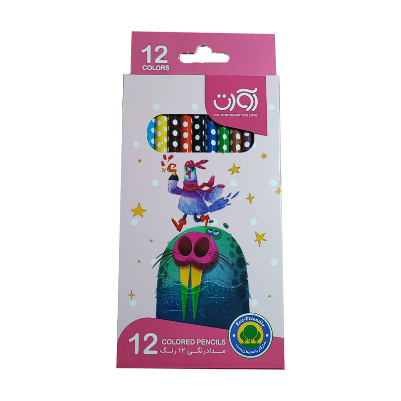 مداد رنگی 12 رنگ آوات کد 3916 طرح مرغ دریایی