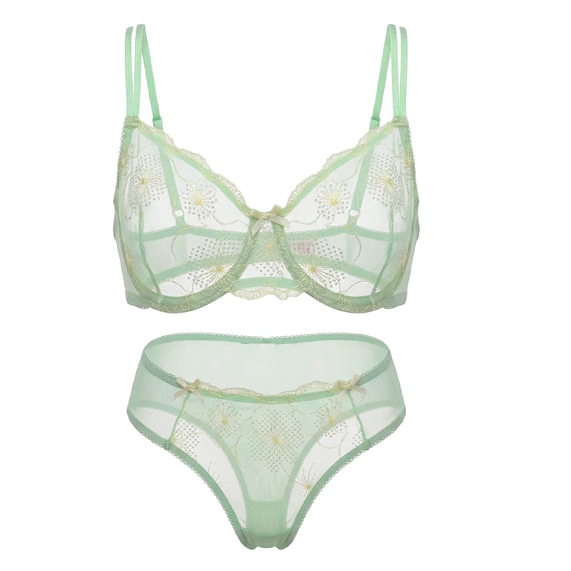 ست شورت و سوتین زنانه بارون مدل توری فنردار کد 084