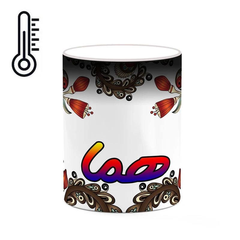 ماگ حرارتی کاکتی مدل اسم هما طرح سنتی گل و بته کد mgh48271