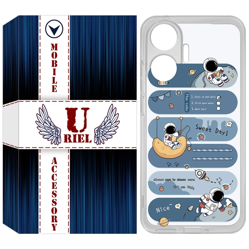 کاور یوریل مدل Clear کد 18 طرح فضانورد مناسب برای گوشی موبایل شیائومی Poco F7