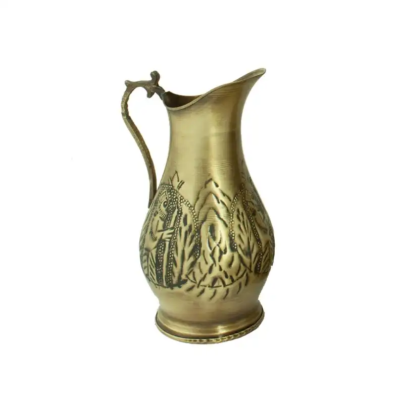 سرویس سماور ذغالی 5 پارچه برنجی مدل جمشید هخامنشی آنتیک