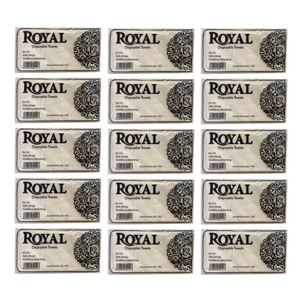 حوله یکبار مصرف رویال مدل 80 سایز 40x80 سانتی متر بسته 15 عددی