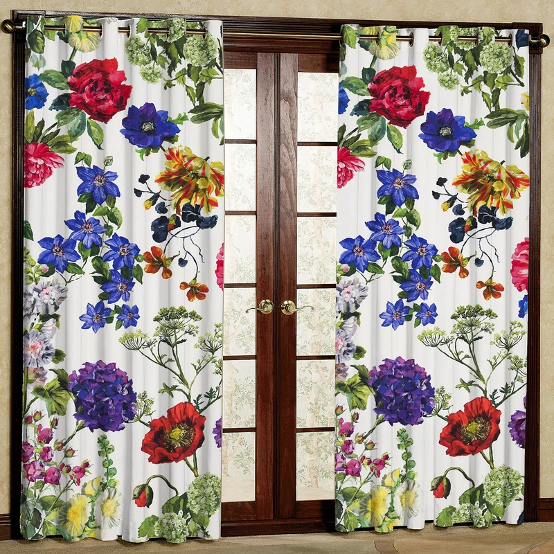  پرده بارمان دکور طرح گل پر مدل هازان پانچی کد 1859 W سایز 140x280 سانتی متر