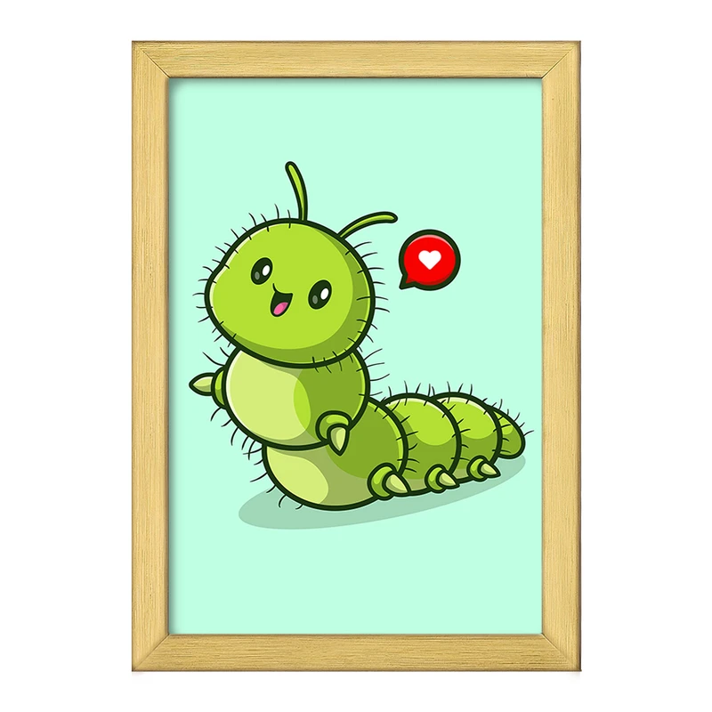 تابلو خندالو طرح حیوانات بامزه کرم ابریشم کد 29696