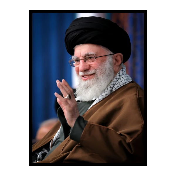تابلو نوری بکلیت طرح تصویر رهبری سید علی خامنه ای مدل B-bu7544 فریم مشکی