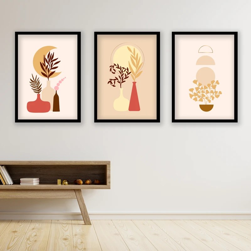 تابلو مدل مینیمال دکوراتیو کد LA-G3029 مجموعه 3 عددی