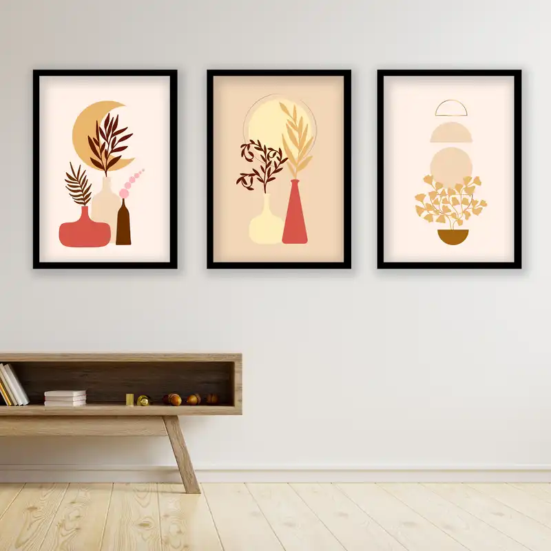 تابلو مدل مینیمال دکوراتیو کد LA-G3029 مجموعه 3 عددی